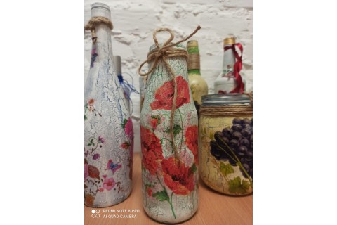 Warsztaty decoupage dla początkujących „Spękania na szklanej butelce