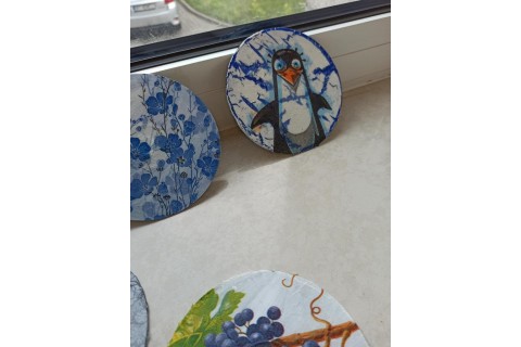 Warsztaty decoupage - podkładki z płyt CD