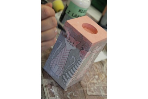 Warsztaty decoupage - świecznik