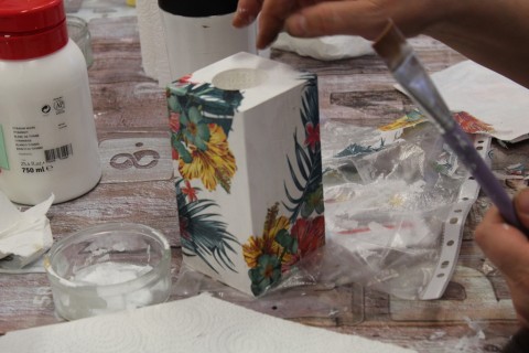 Warsztaty decoupage - świecznik