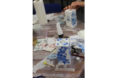 Warsztaty decoupage - świecznik