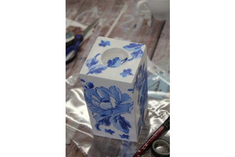 Warsztaty decoupage - świecznik