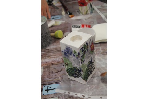 Warsztaty decoupage - świecznik