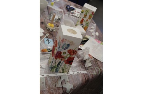Warsztaty decoupage - świecznik