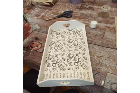 Warsztaty decoupage dla seniora - taca