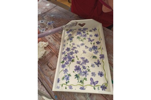 Warsztaty decoupage dla seniora - taca