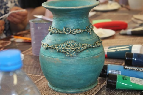 Warsztaty decoupage - donica w starym stylu