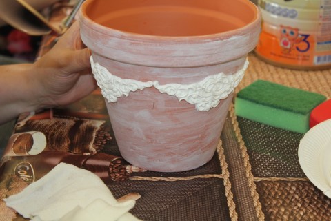 Warsztaty decoupage - donica w starym stylu