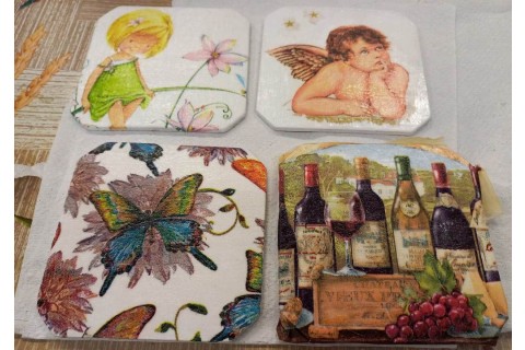Warsztaty decoupage dla SENIORÓW - podkładki pod kubki